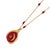 Metal Red Moon Pendant Gold & Enamel Chain Necklace For Sale - Image 7 of 8