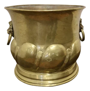 Large Arts and Crafts Brass Jardiniere with Lions Mask Handles