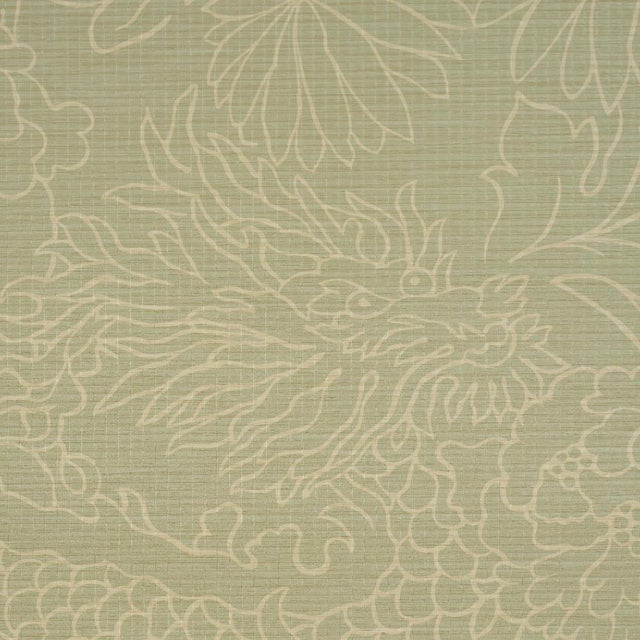 Traditional Schumacher Chiang Mai Dragon Silhouette Raffia Wallcovering In Sage For Sale - Image 3 of 5
