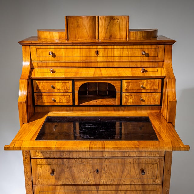 Biedermeier Roll-Top Secretary in Cherrywood, Saxony, 1835 For Sale - Image 12 of 15