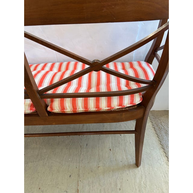 Wood Antique Neoclassical Rush Seat Settee Loveseat For Sale - Image 7 of 12