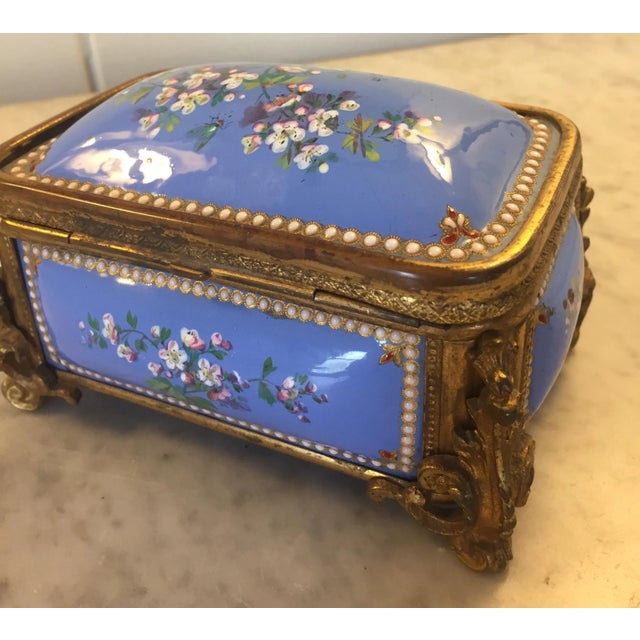 The School of Paris 1885 Bronze Gilt and Hand Painted Enameled Cofferette For Sale - Image 3 of 12
