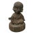 Oriental Gray Stone Little Lohon Monk Drawing Book Statue For Sale