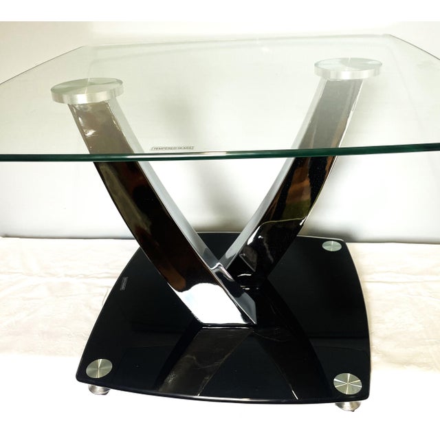 Glass and Chrome-Plated Metal Coffee Table from Temperet Glass, 2000s For Sale - Image 6 of 18