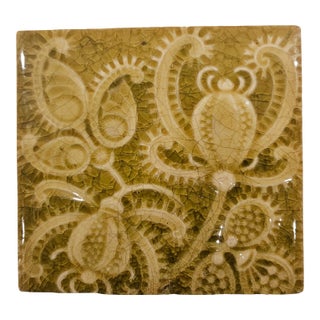 J.& G. L. Oliver Green Encaustic Art Tile For Sale