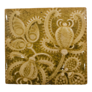 J.& G. L. Oliver Green Encaustic Art Tile