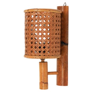 Wall Lamp in Rattan and Bamboo, 1960s For Sale