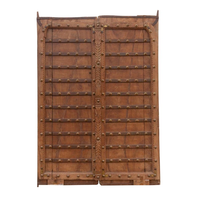 Antique Iron Bound Medieval Double Door For Sale