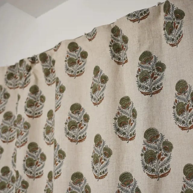 Transform your windows with the timeless elegance of our Hand Block Printed Ring Curtain. Crafted from luxurious viscose...