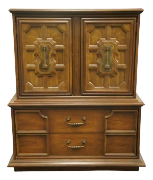 Stanley Furniture Italian Mediterranean Style 44" Pecan Chest on Chest 575-12