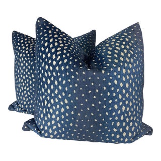 Thibaut "Gazelle" in Blue 22" Pillows-A Pair For Sale