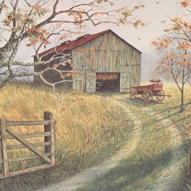 Vintage Framed Lithograph "Tobacco Barn" by Robert T. Hayes Signed Numbered For Sale - Image 4 of 10