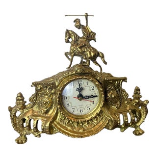 Vintage Rococo Revival Style Brass Mantel Clock, Mid–Late 20th Century For Sale