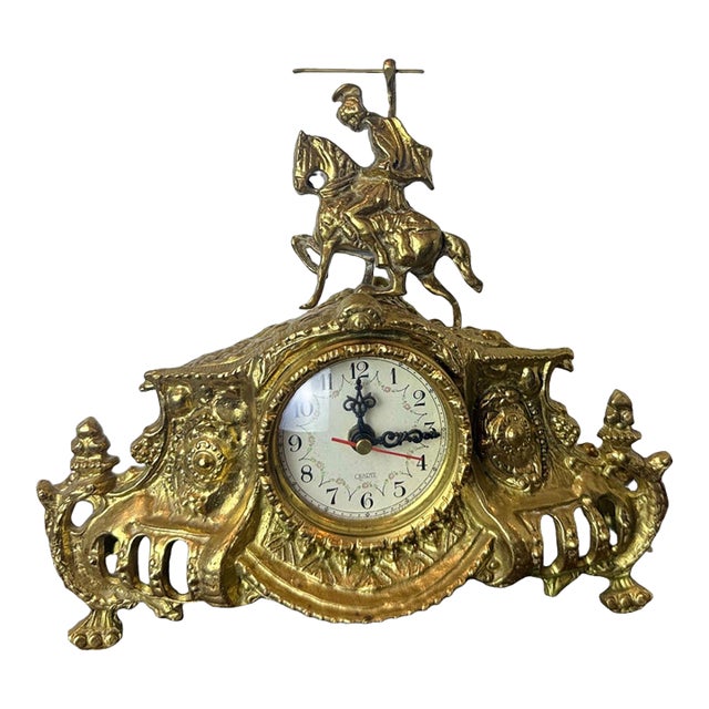Vintage Rococo Revival Style Brass Mantel Clock, Mid–Late 20th Century For Sale