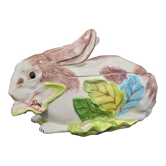 Vintage Hand-Painted Jay Willfred Diu Andrea by Sadek Bunny Rabbit Tureen For Sale