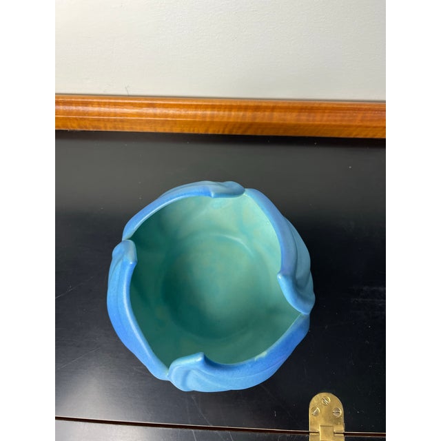 Ceramic Artus Van Briggle Art Deco Green Glazed Lotus Flower Bud Shaped Art Pottery Bowl For Sale - Image 7 of 8