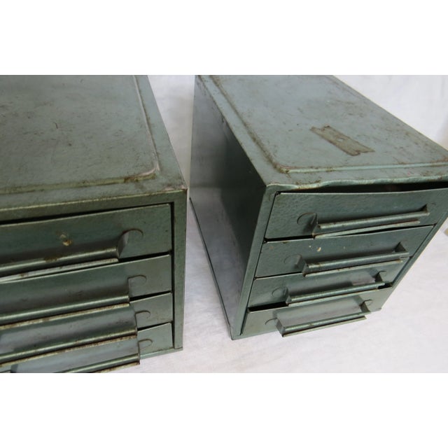 Mid-Century Teal Gray Metal Industrial Desktop Drawers Chests- Set of 2 For Sale - Image 4 of 10