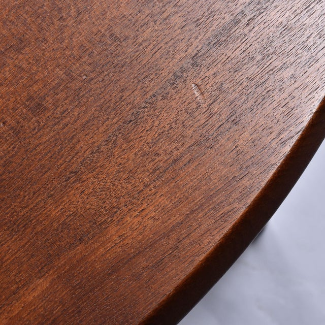 Expanding Round to Oval Early Danish Teak Dining Table With 2 Leaves For Sale - Image 13 of 14