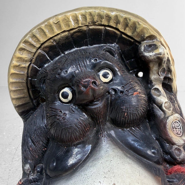 Mid-Century Modern Japanese Shōwa Shigaraki Ware Tanuki Statue, 1960s For Sale - Image 3 of 13