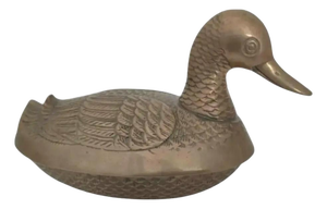 1970s Mid-Century Modern Solid Brass Mallard Duck Lidded Box