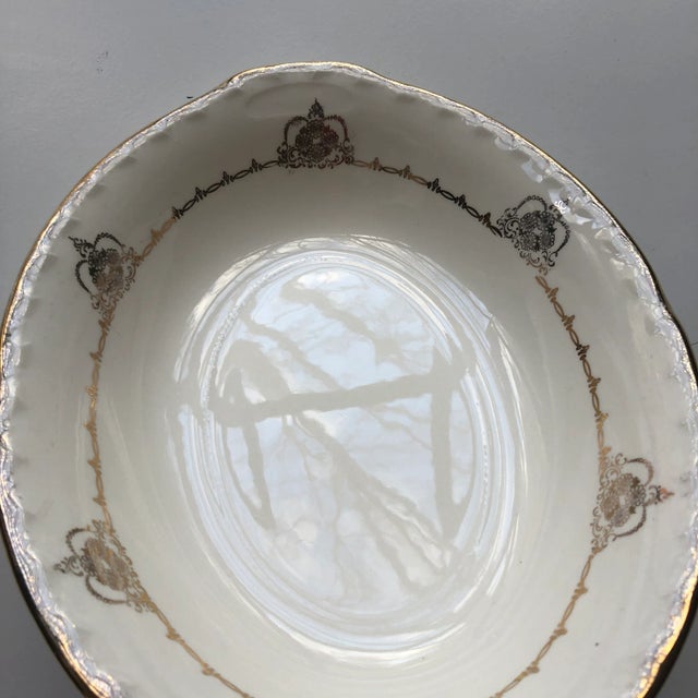 Victorian Vintage Gold Filagree Oval Serving Bowl For Sale - Image 3 of 7