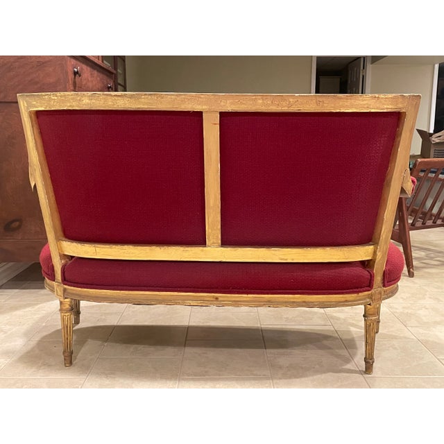Wood Late 19th Century French Louis XVI Gilded Loveseat For Sale - Image 7 of 7