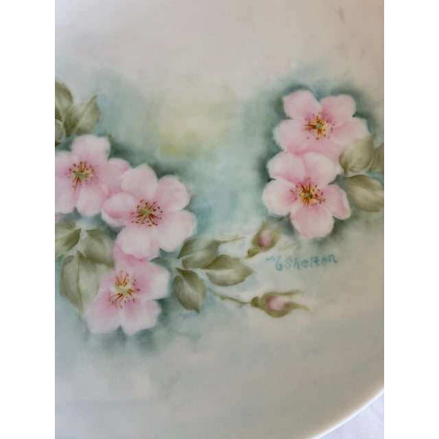 Shabby Chic Vintage Hand-Painted Floral Plates Signed by Artist – Set of 2 For Sale - Image 3 of 12