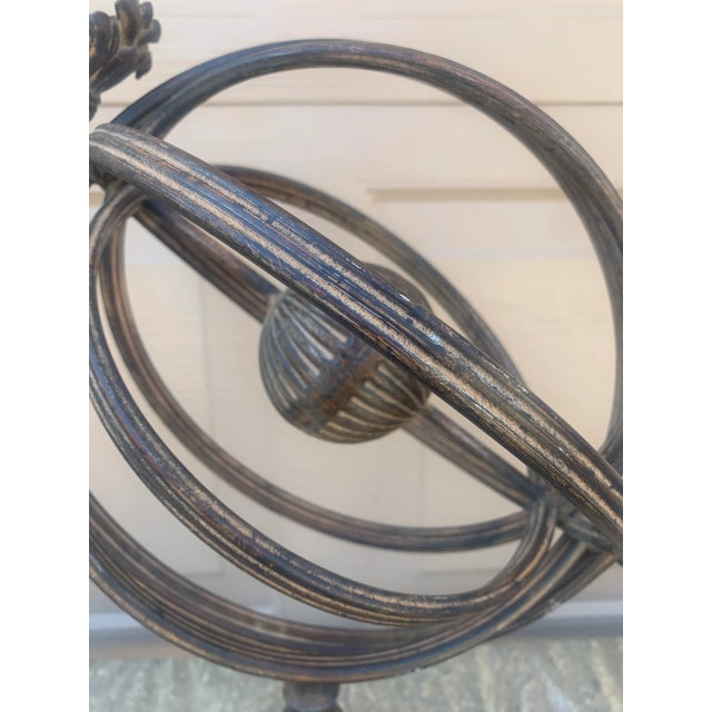 Late 20th Century Vintage Iron Armillary Sphere Sundial Garden Ornament, English Estate Outdoor Decor For Sale - Image 5 of 10