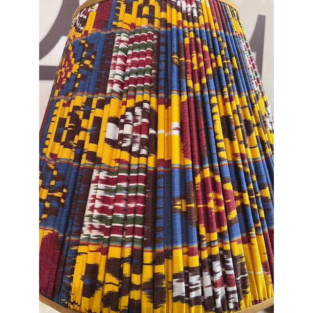 Late 20th Century Vintage Lamps With Silk Ikat Lampshades - a Pair For Sale - Image 5 of 8
