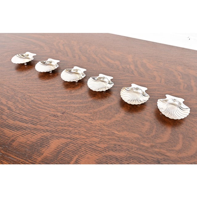 Late 20th Century Tiffany & Co. Sterling Silver Shell Form Salt Cellars or Nut Bowls, Set of Six For Sale - Image 5 of 11