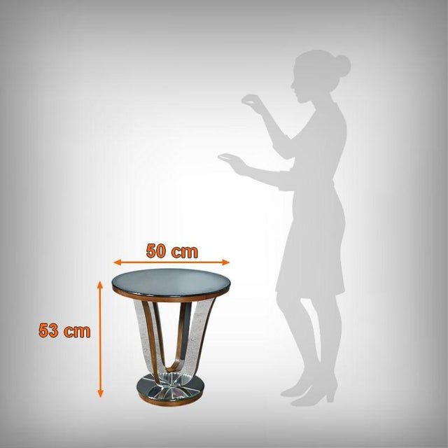 Small Mirrored Glass & Walnut Side Table, 1940s For Sale - Image 14 of 15