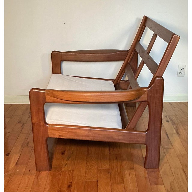 Mid-Century Modern Vintage Mid Century Modern Danish Solid Teak Loveseat Lounge, Circa 70s For Sale - Image 3 of 11