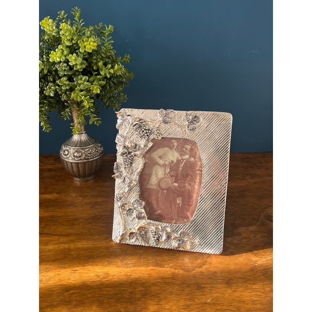 Italian Italian Sterling Silver Grape Vine Picture Frame, 925 Photo Frame For Sale - Image 3 of 18