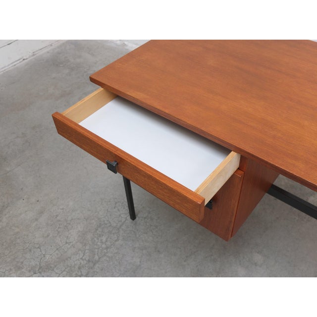 Vintage Freestanding Writing Desk in Teak and Black Metal by Pierre Guariche, 1960s For Sale - Image 10 of 14