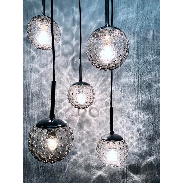 Space Age Cascade Pendant Light in Glass and Chrome by Rolf Krüger for Staff, 1960s For Sale - Image 13 of 15
