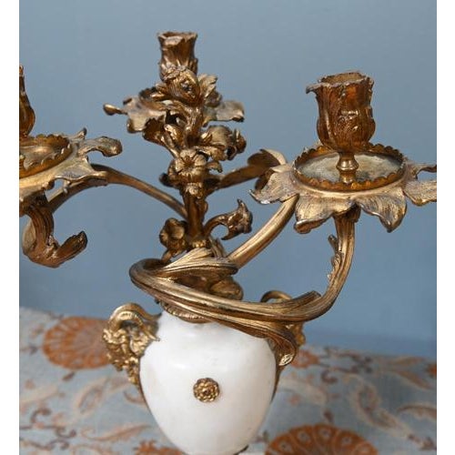 French Louis XVI Revival Gilt Marble Candelabras, 1890s, Set of 2 For Sale - Image 6 of 18