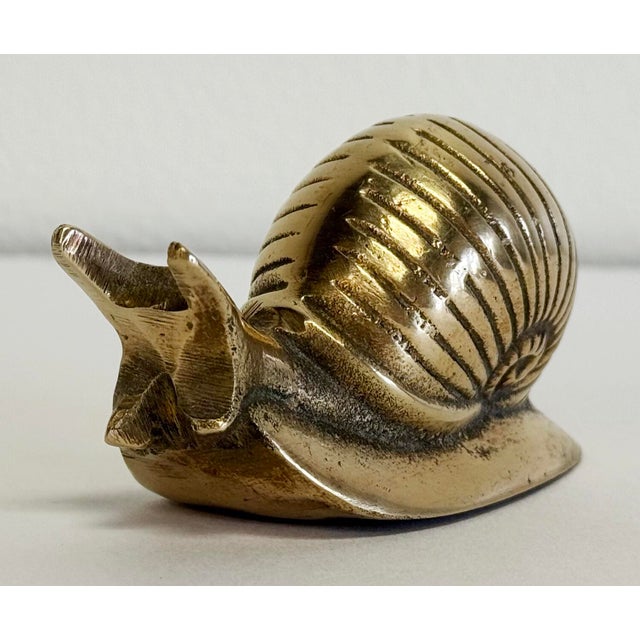 Mid 20th Century Vintage Brass Snail Paper Weight For Sale - Image 5 of 7