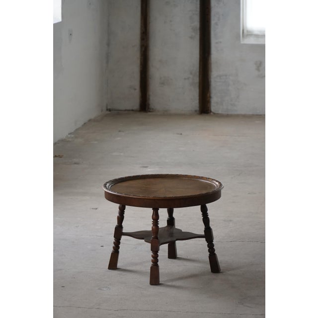 Vintage Danish Baroque Style Side Table in Oak, 1940s For Sale - Image 4 of 15