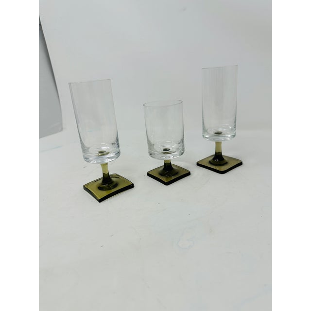1960s Rosenthal Berlin Linear Smoke Crystal Stemware - Set of 3 - Design by George Butler Jensen For Sale - Image 5 of 11