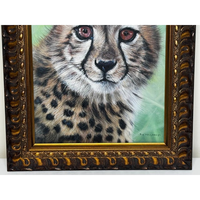 Cheetah Cub Oil Portrait on Canvas Signed by Pip McGarry – Framed British Wildlife Portrait Art For Sale - Image 10 of 12