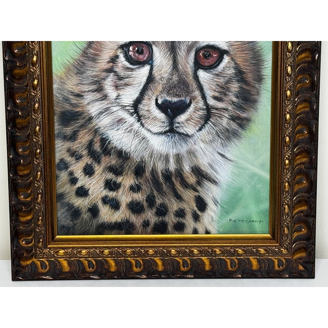 Cheetah Cub Original Oil Painting on Canvas by Pip McGarry – Framed British Wildlife Portrait Art For Sale - Image 10 of 12
