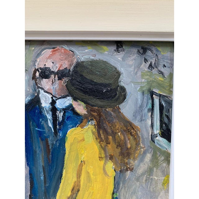 Figurative Bruno Paoli "Comments" Original Italian Modern Figurative Portrait, 20th Century Florence Italy Fine Art Painting, Oil on Canvas, 19.25x17 Inches For Sale - Image 3 of 7