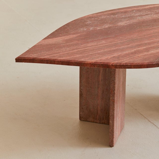 1970s Italian Red Travertine Coffee Table, 1970s For Sale - Image 5 of 8