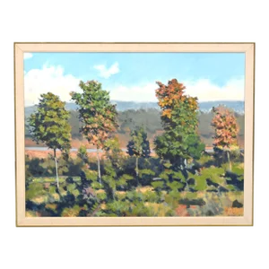 Large Original "Lake Panel Il" Landscape Painting Signed Richard Lewis Crozier