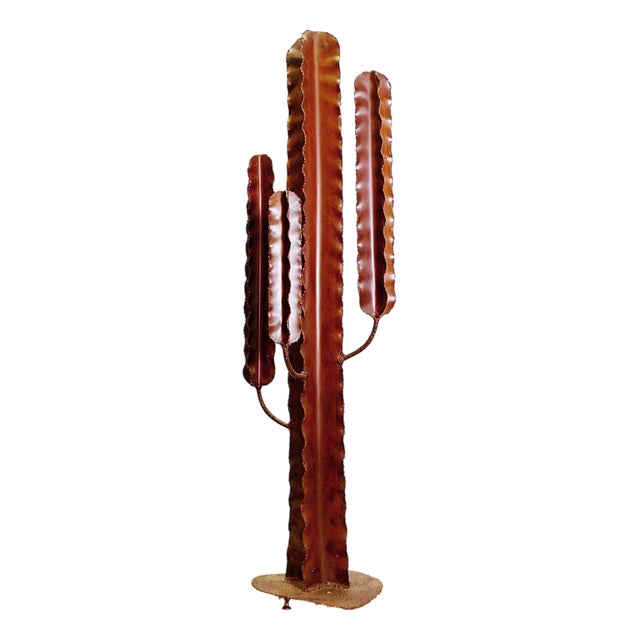 Cactus Sculpture in Patinated Metal with Rust Effect For Sale