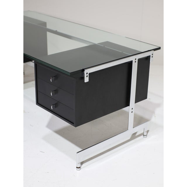 Metal Desk in Black Wood and Chrome Glass by Preben Fabricius and Jørgen Kastholm for Kill International, Germany, 1960s For Sale - Image 7 of 18