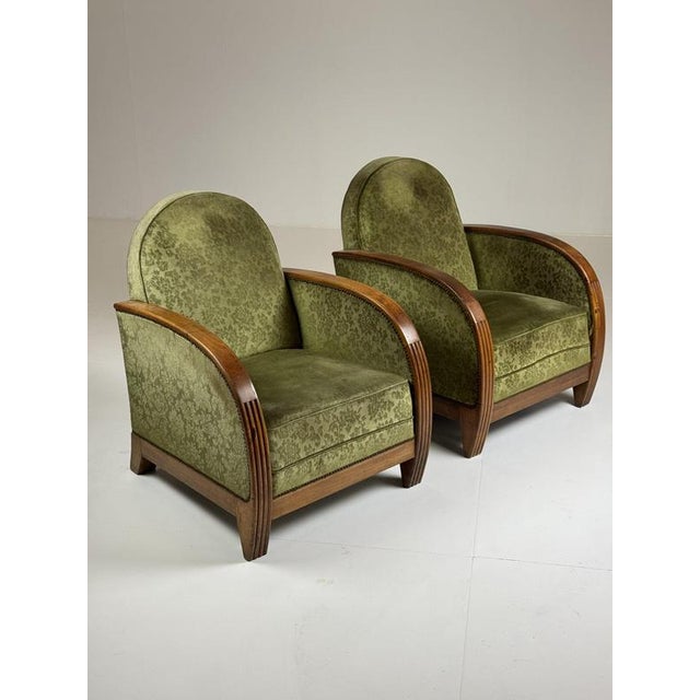 Set of two French Art Deco armchairs/club chairs. Originating in France. Made around 1930-1940. with a solid hardwood...