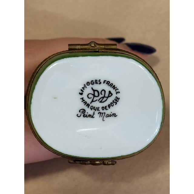 French Antique Porcelain Dog Limoges Box For Sale - Image 3 of 5