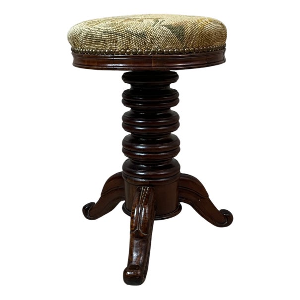 Walnut Piano Stool, 1900s For Sale