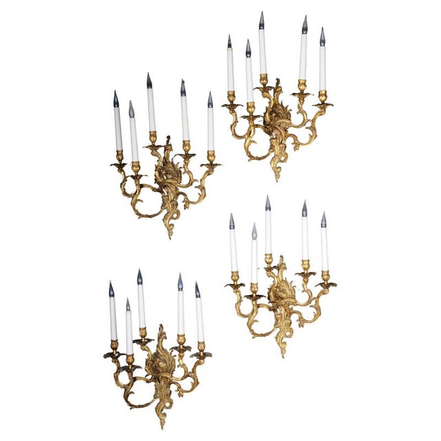 Vintage Rococo Bronze Sconces, Set of 4 For Sale - Image 14 of 14